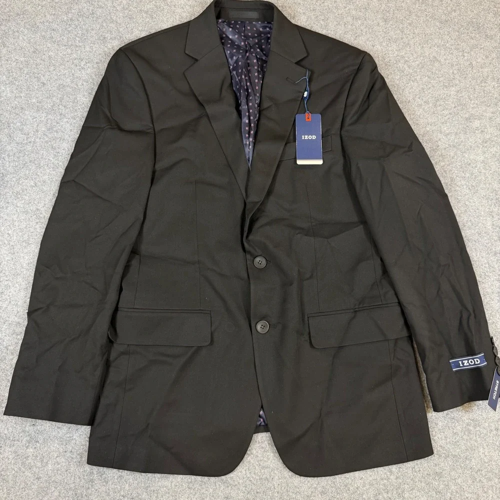 IZOD Isaac Men Black 2 Piece Stretch Suit 37R 31W x 32L ISAA2BPY0117